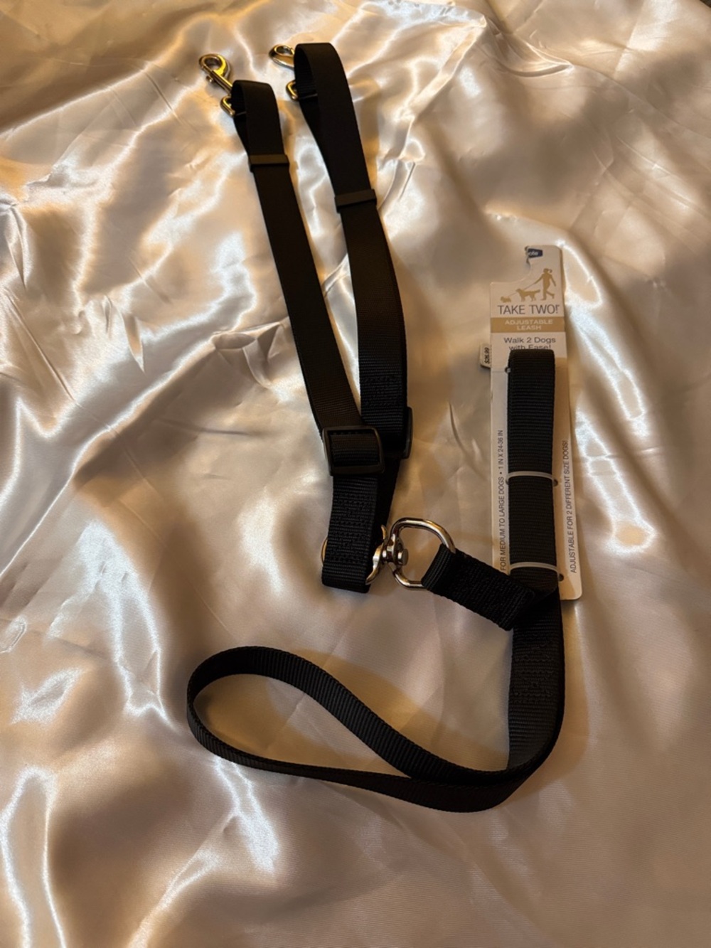 Take Two Adjustable Dual Dog Leash - Black